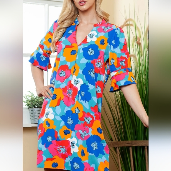 Dresses & Skirts - 🦄@pinki Bundle Floral Multicolor Dress SizeS Oversized XL 24" Pit